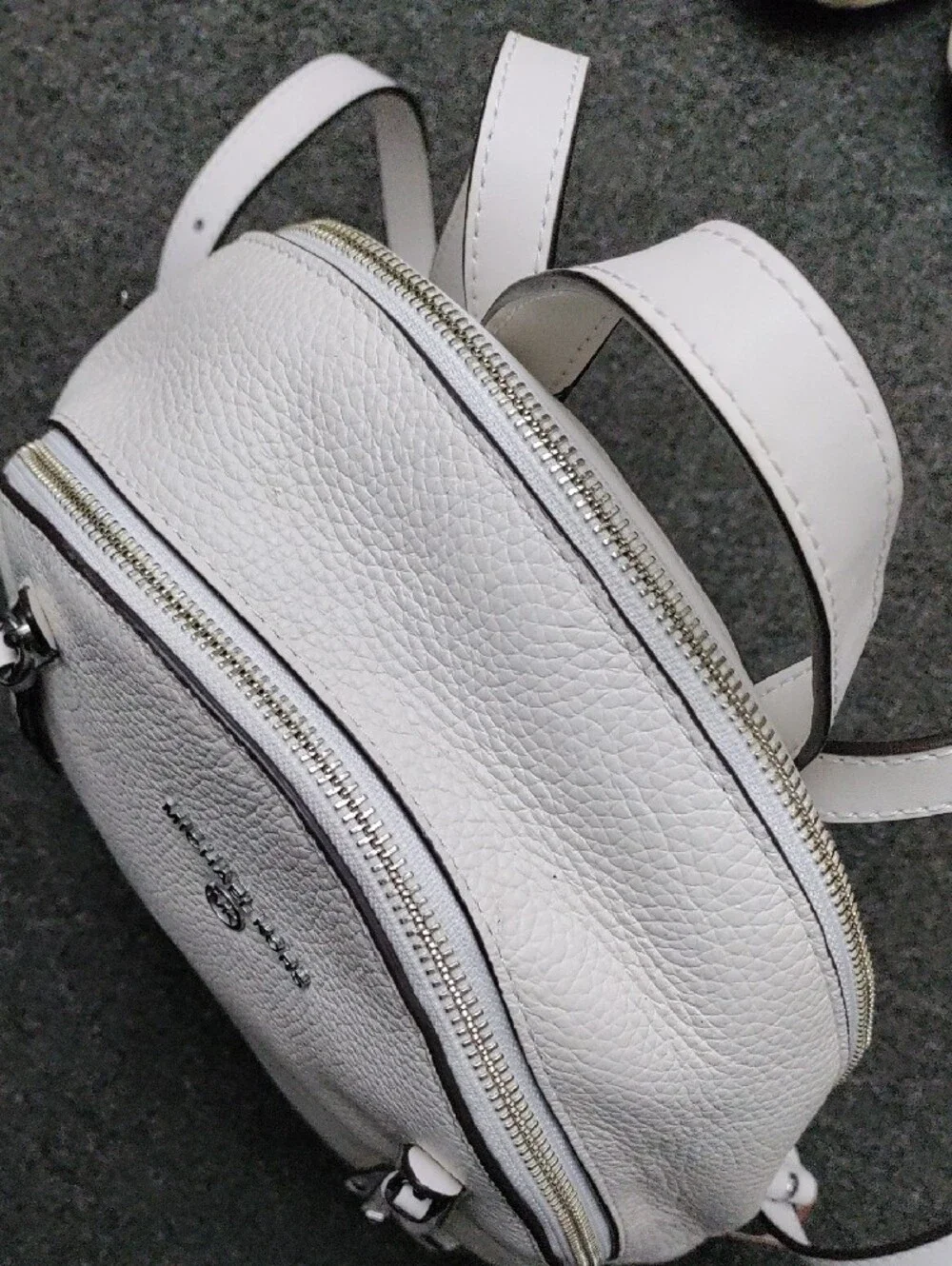 Michael Kors Optic White Pebbled Leather Backpack
